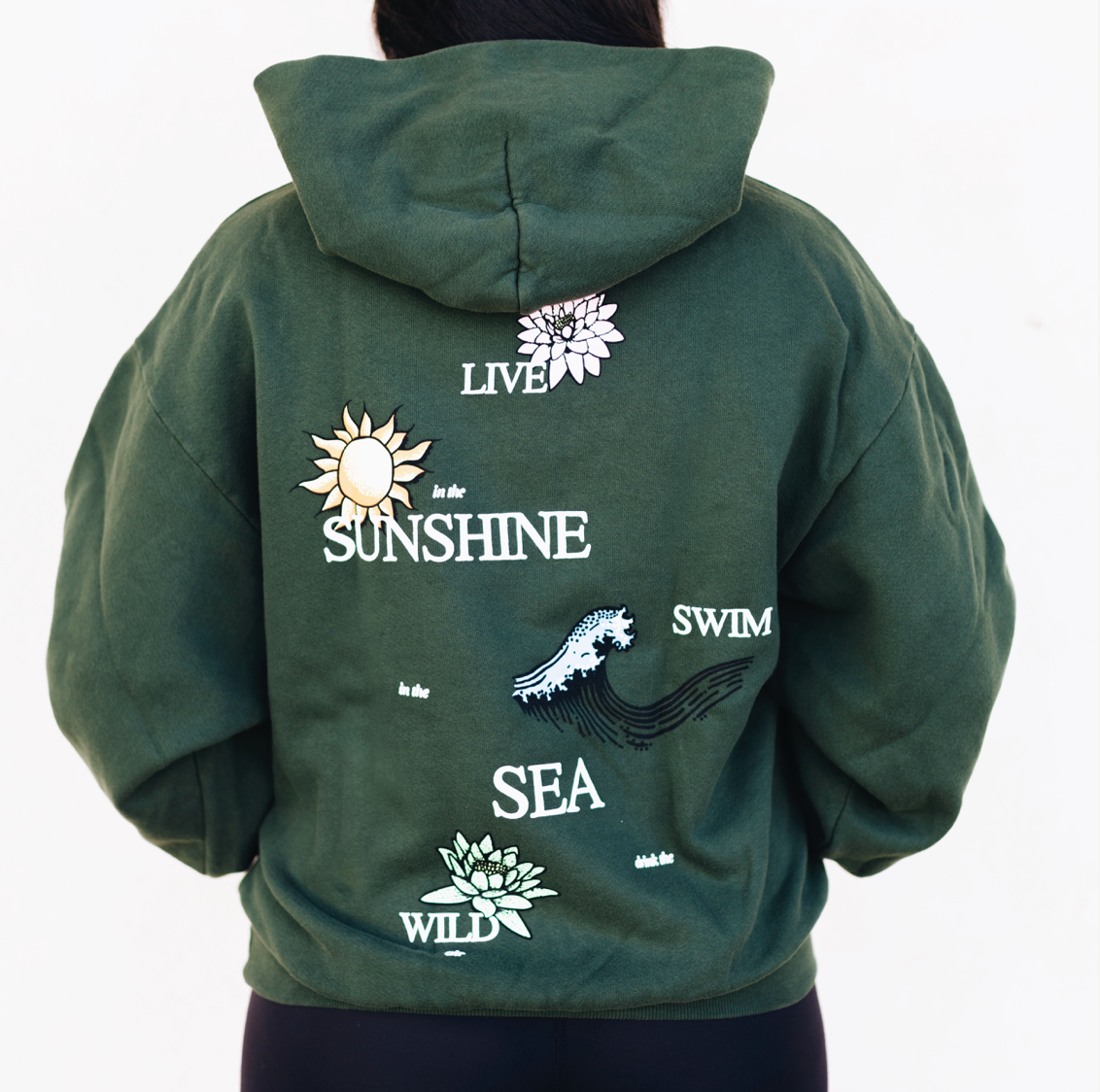 Live in the Sunshine Hoodie - Forest Green