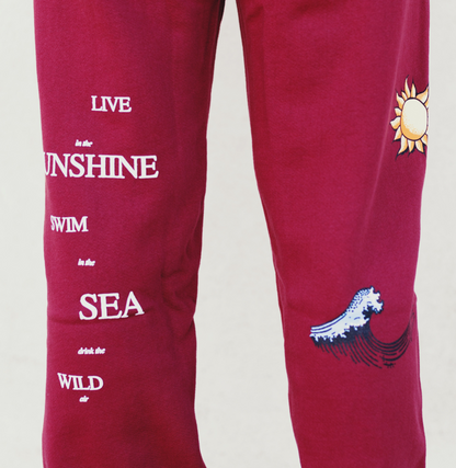 Live in the Sunshine Sweatpants - Burgundy